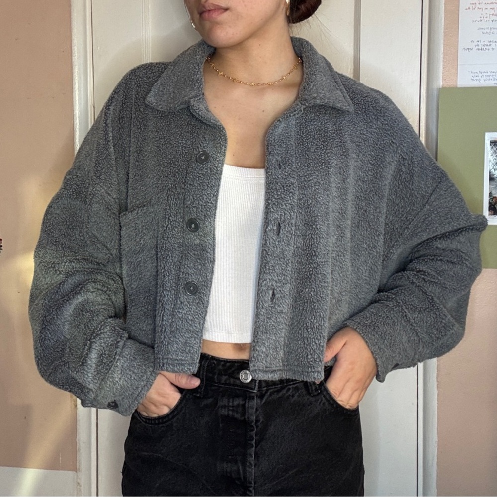 Wild Fable Gray Teddy Jacket Oversized Cozy